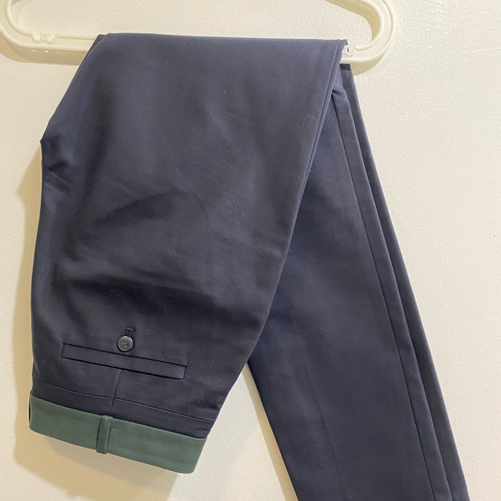 Club Monaco Navy with Green Waistband Fitted Trousers